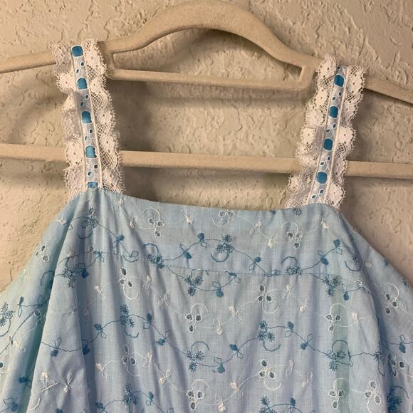 VINTAGE Dress Handmade Prairie 60's 70's Boho Lace Ribbon Embroidered Metal Zip - Picture 4 of 13